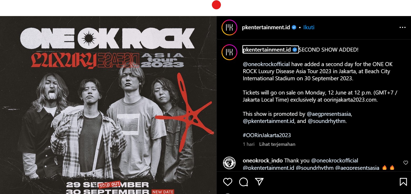 Resmi! One Ok Rock Konser Dua Hari di Jakarta, Berikut Perkiraan